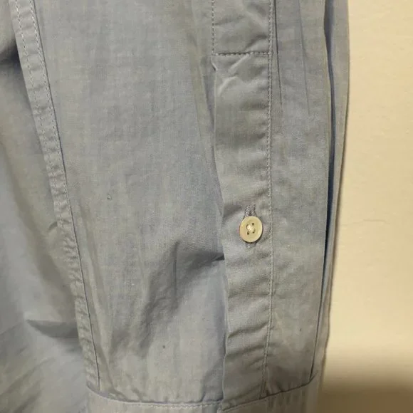 Sandro Paris Blue Contrast Collar Button Up Shirt Size Medium - Picture 5 of 11